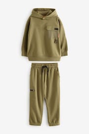 Khaki Green Utility style Hoodie & Joggers Set (3-16yrs) - Image 4 of 10