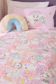 Kawaii with Fitted Sheet Pink Kawaii Unicorn Duvet Cover Fitted Sheet and Pillowcase Set - Image 4 of 11