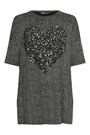 Yours Curve Black Heart Sequin Embellished Top - Image 5 of 5