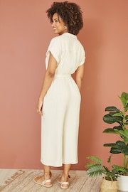 Yumi Natural Viscose Button Up Jumpsuit - Image 4 of 5