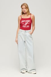 Superdry Red Athletic College Graphic Rib Cami Top - Image 3 of 6