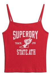 Superdry Red Athletic College Graphic Rib Cami Top - Image 4 of 6