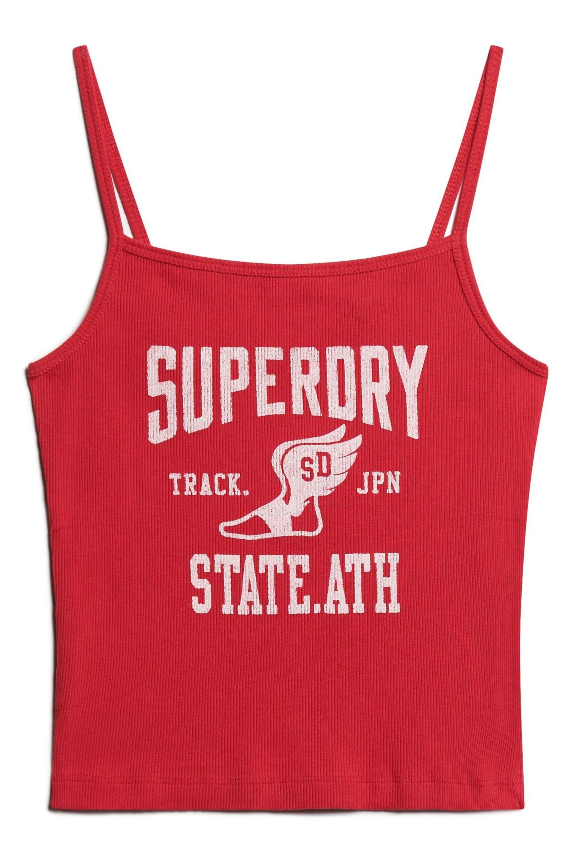 Superdry Red Athletic College Graphic Rib Cami Top - Image 4 of 6