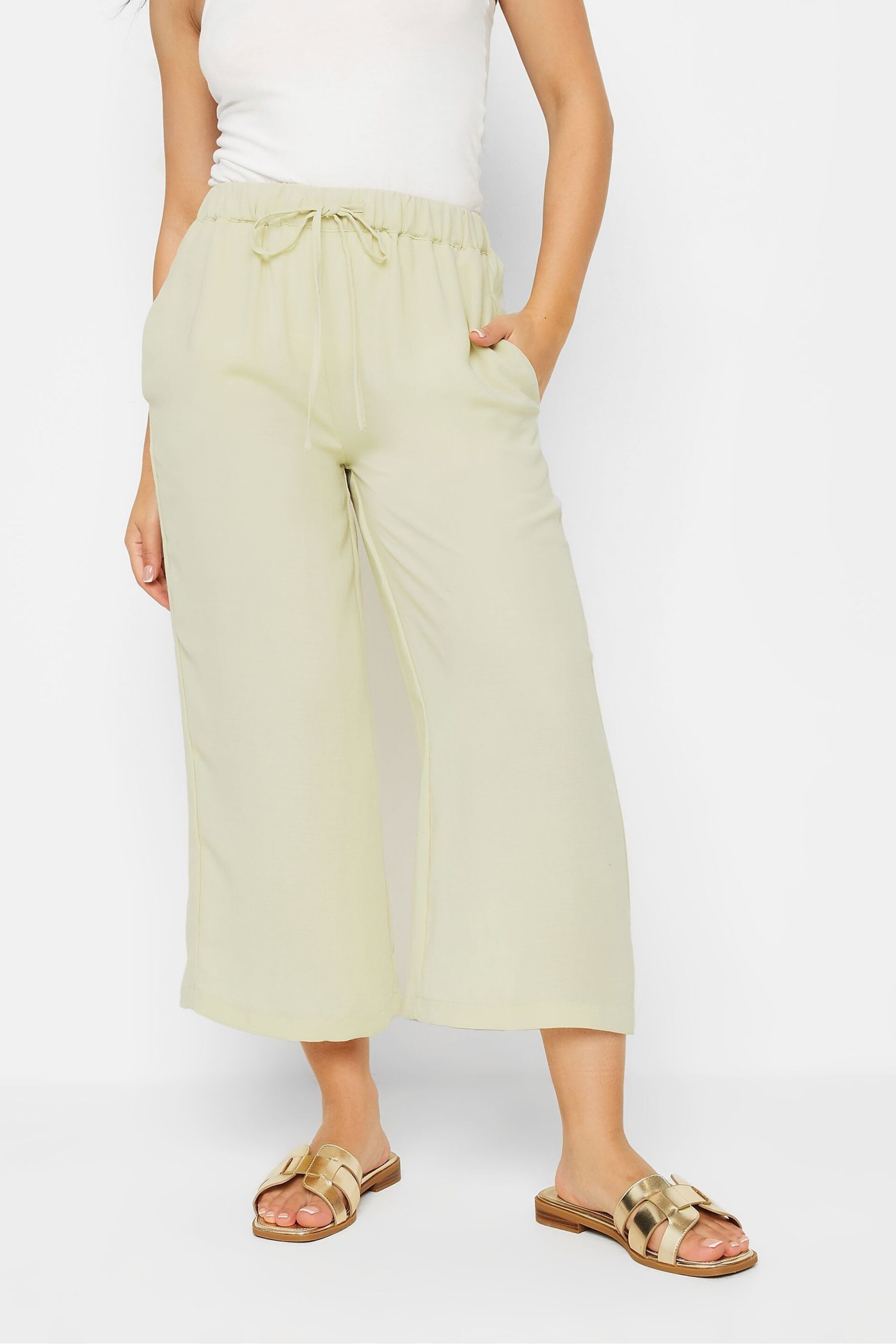 PixieGirl Petite Natural Utility Wide Leg Cropped Trousers - Image 2 of 5
