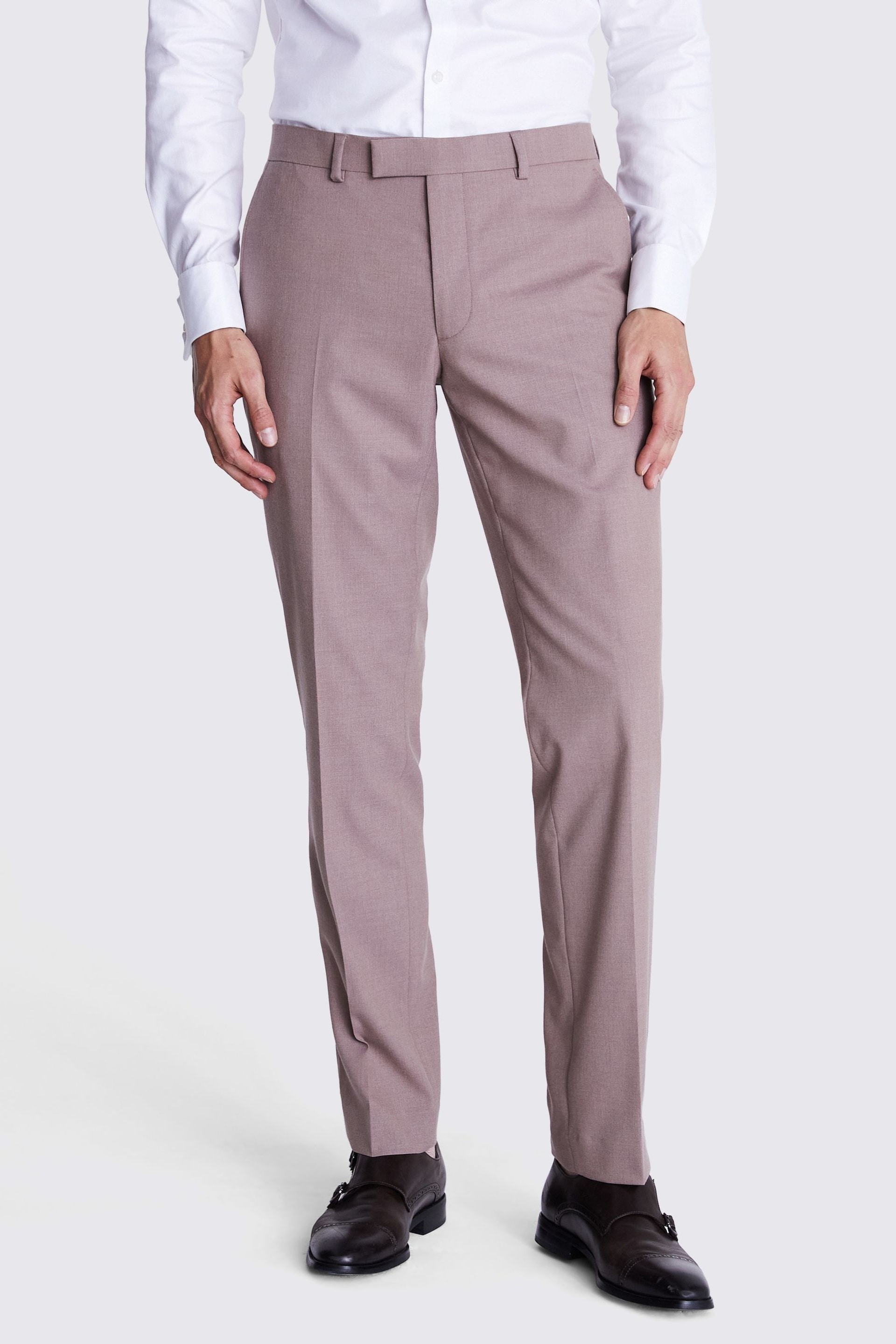 MOSS Dusty Purple Slim Fit Flannel Trousers - Image 1 of 3