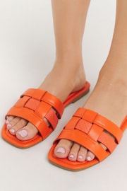 Simply Be Orange Wide Fit  Woven Flat Sandals - Image 1 of 4