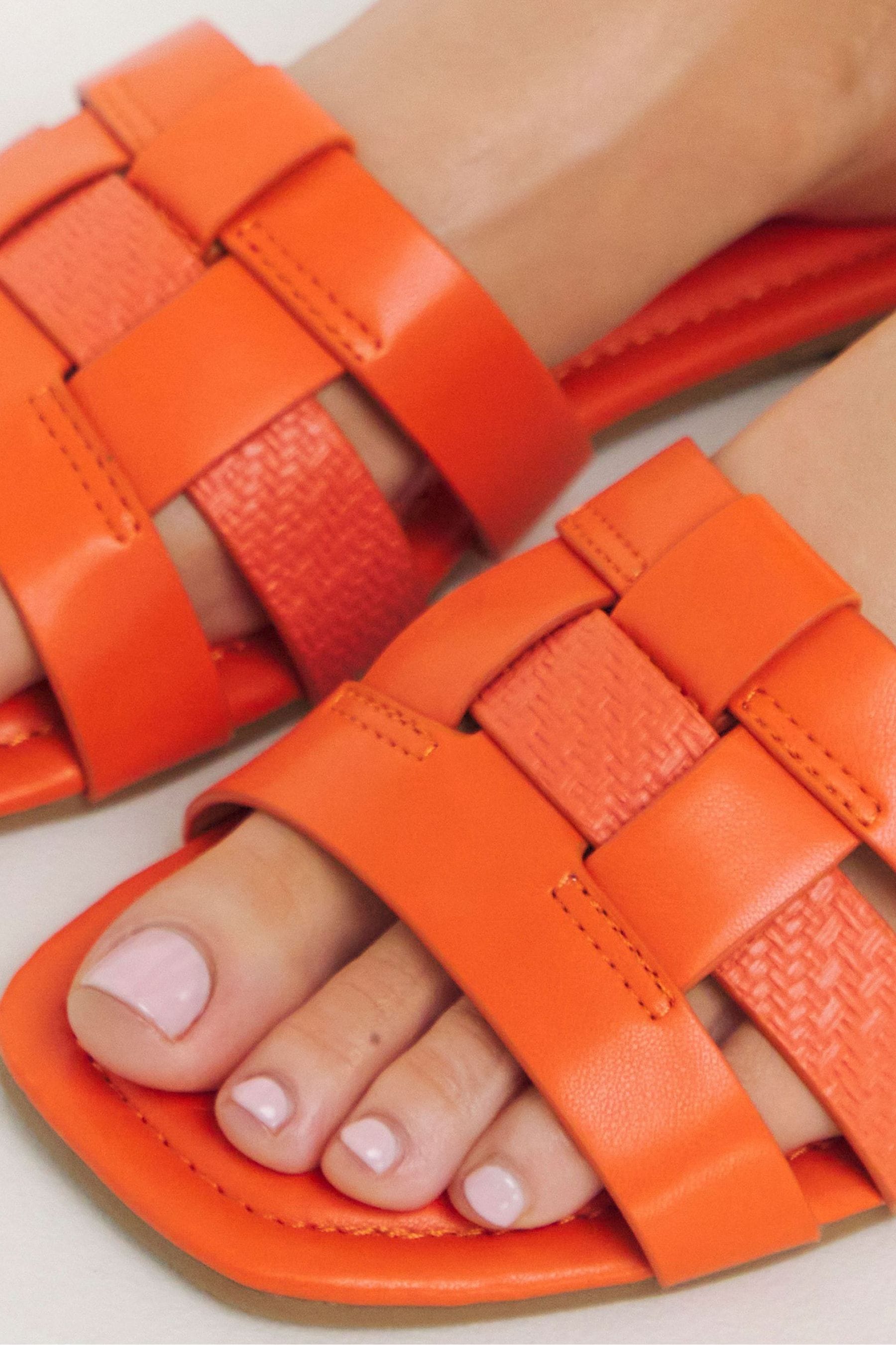 Buy Simply Be Orange Wide Fit Woven Flat Sandals from Next Luxembourg