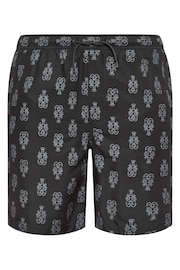 BadRhino Big & Tall Black Print Swim Shorts - Image 4 of 5