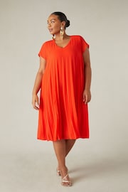 Live Unlimited Red Curve Chiffon Pleated Dress - Image 1 of 4