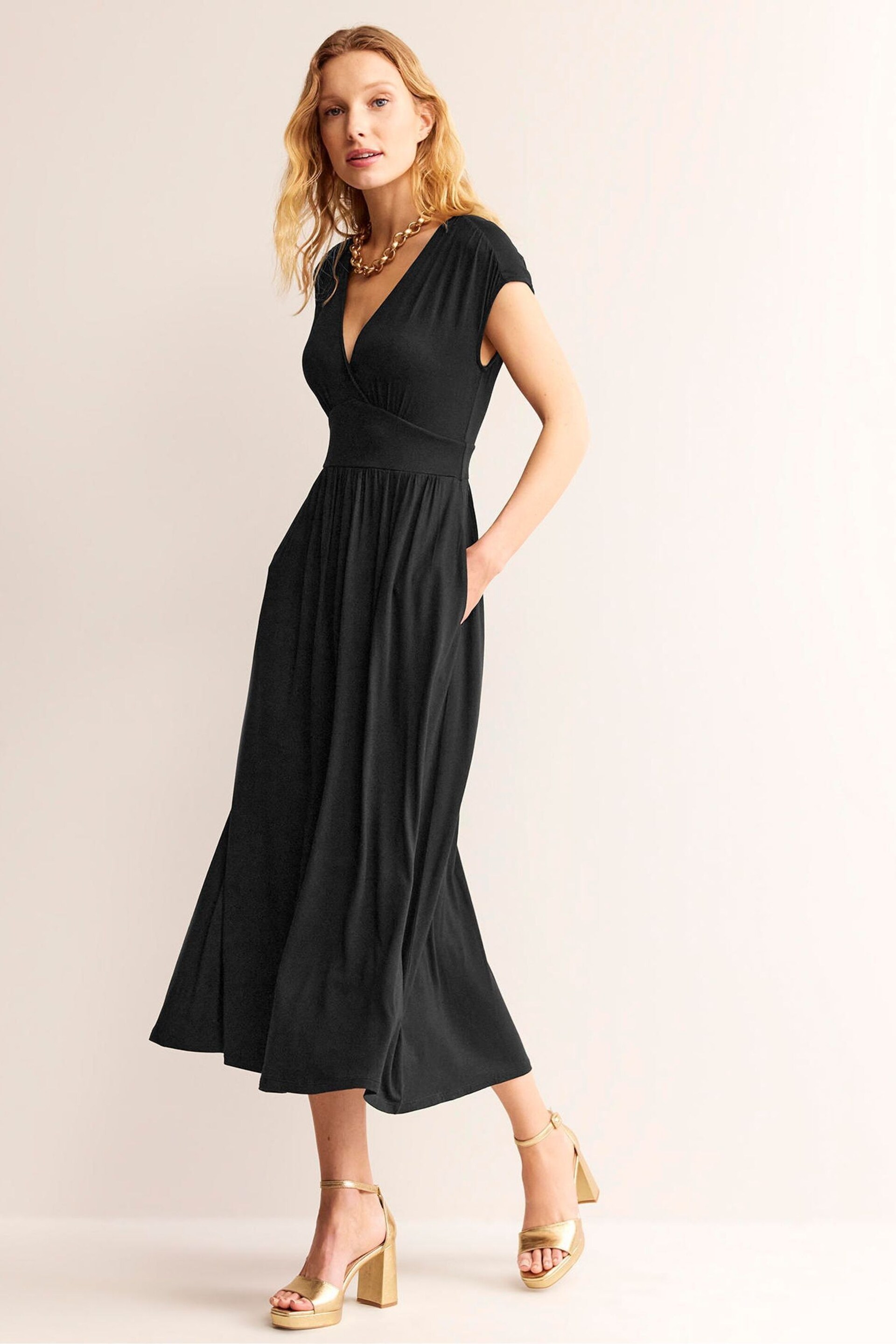 Boden Black Vanessa Wrap Jersey Maxi Dress - Image 1 of 5
