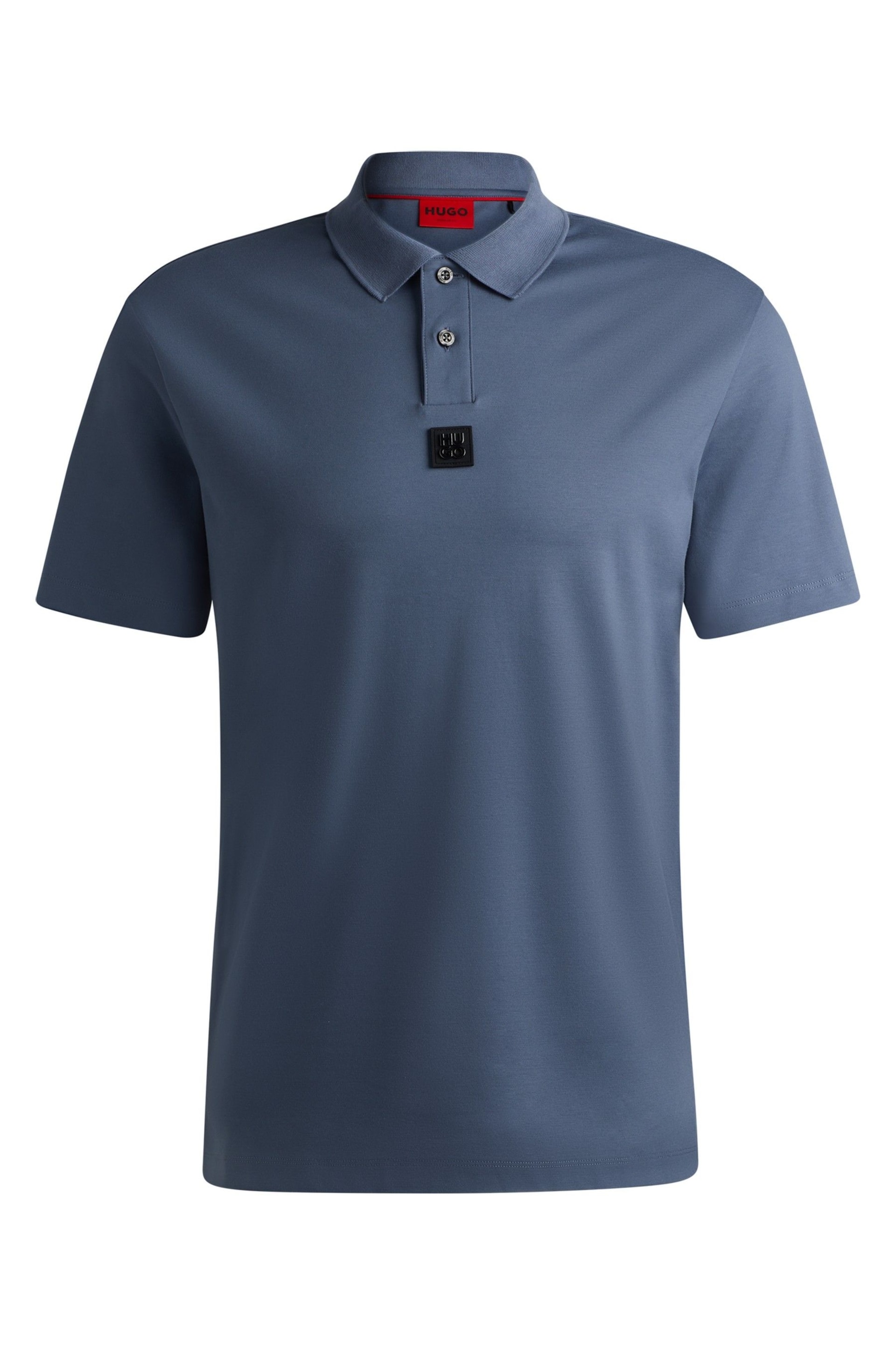 HUGO Interlock-Cotton Polo Shirt With Stacked Logo - Image 5 of 5