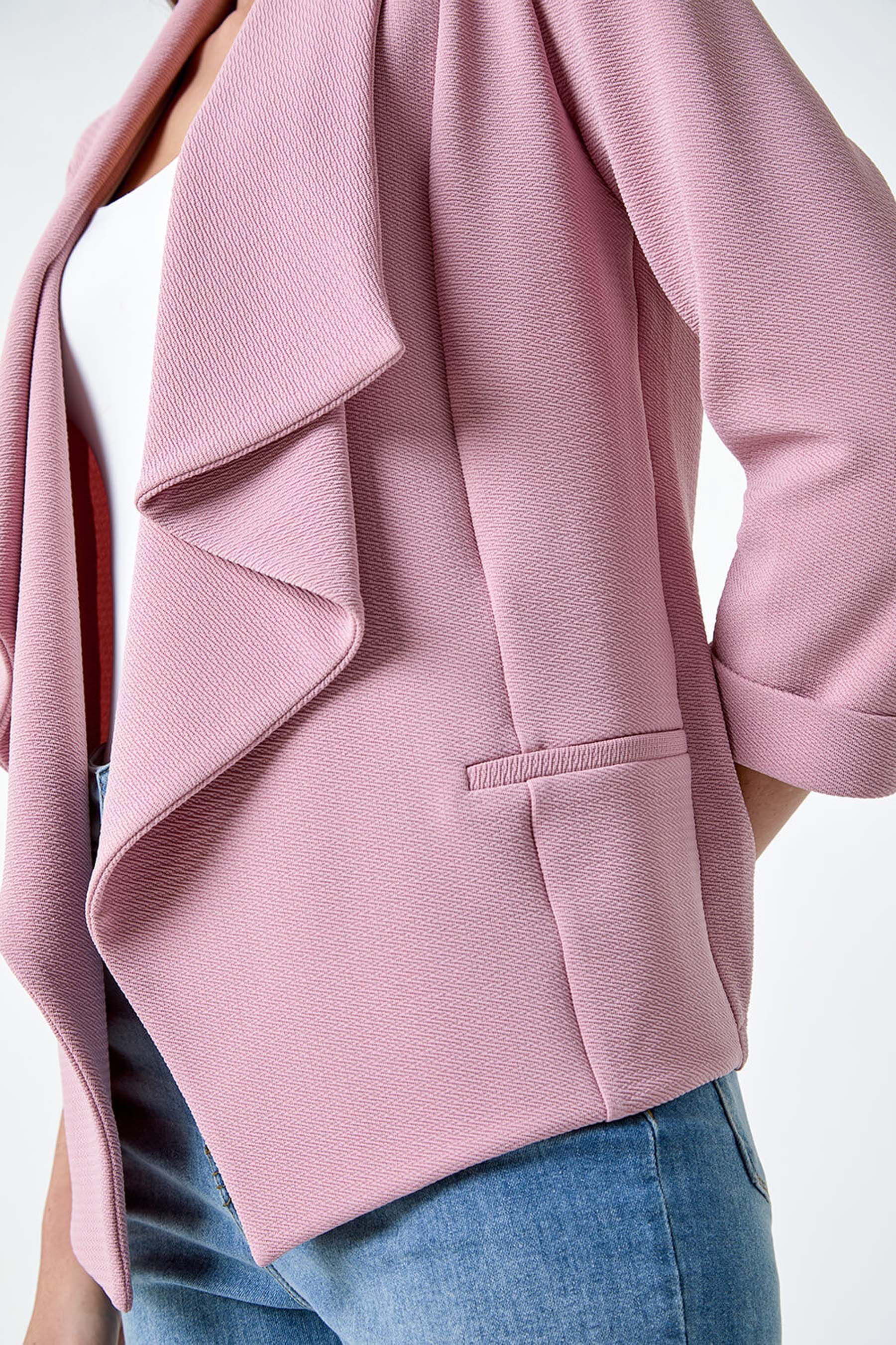 Buy Roman Pink Textured Stretch Waterfall Front Jacket from the Next UK online shop