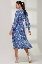 Jolie Moi Blue Rayla Wrap Front Mesh Midi Dress - Image 2 of 6