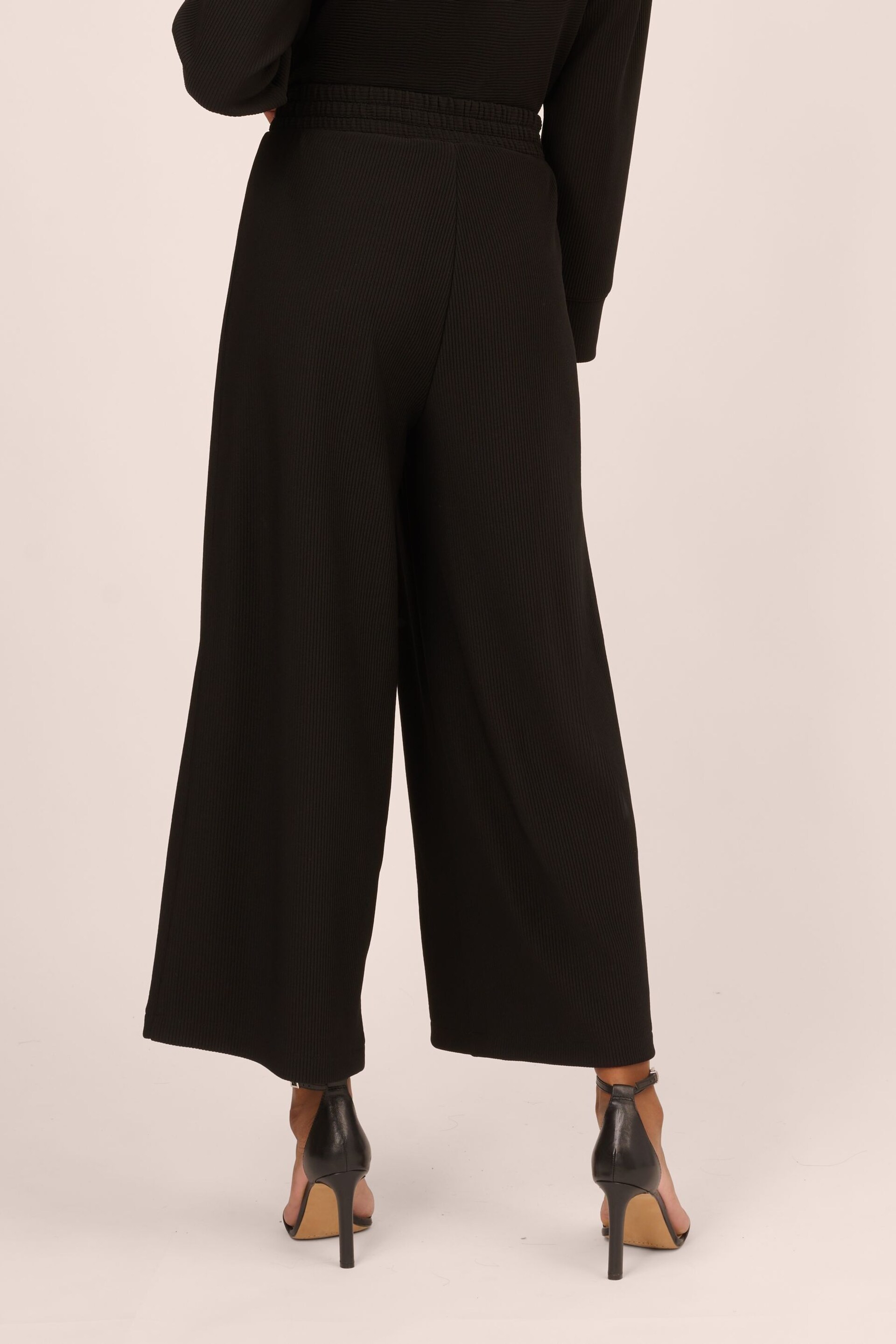 Adrianna Papell Ottoman Rib Knit Pull On Black Trousers - Image 2 of 7