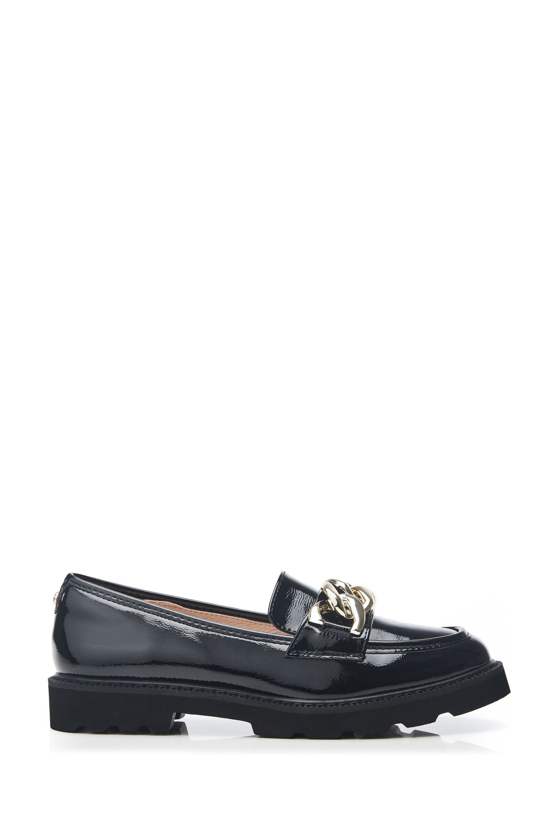 Moda in Pelle Evella Chunky Black Loafers With Chunky Chain Trim - Image 1 of 4