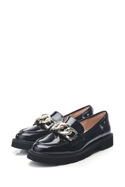 Moda in Pelle Evella Chunky Black Loafers With Chunky Chain Trim - Image 2 of 4