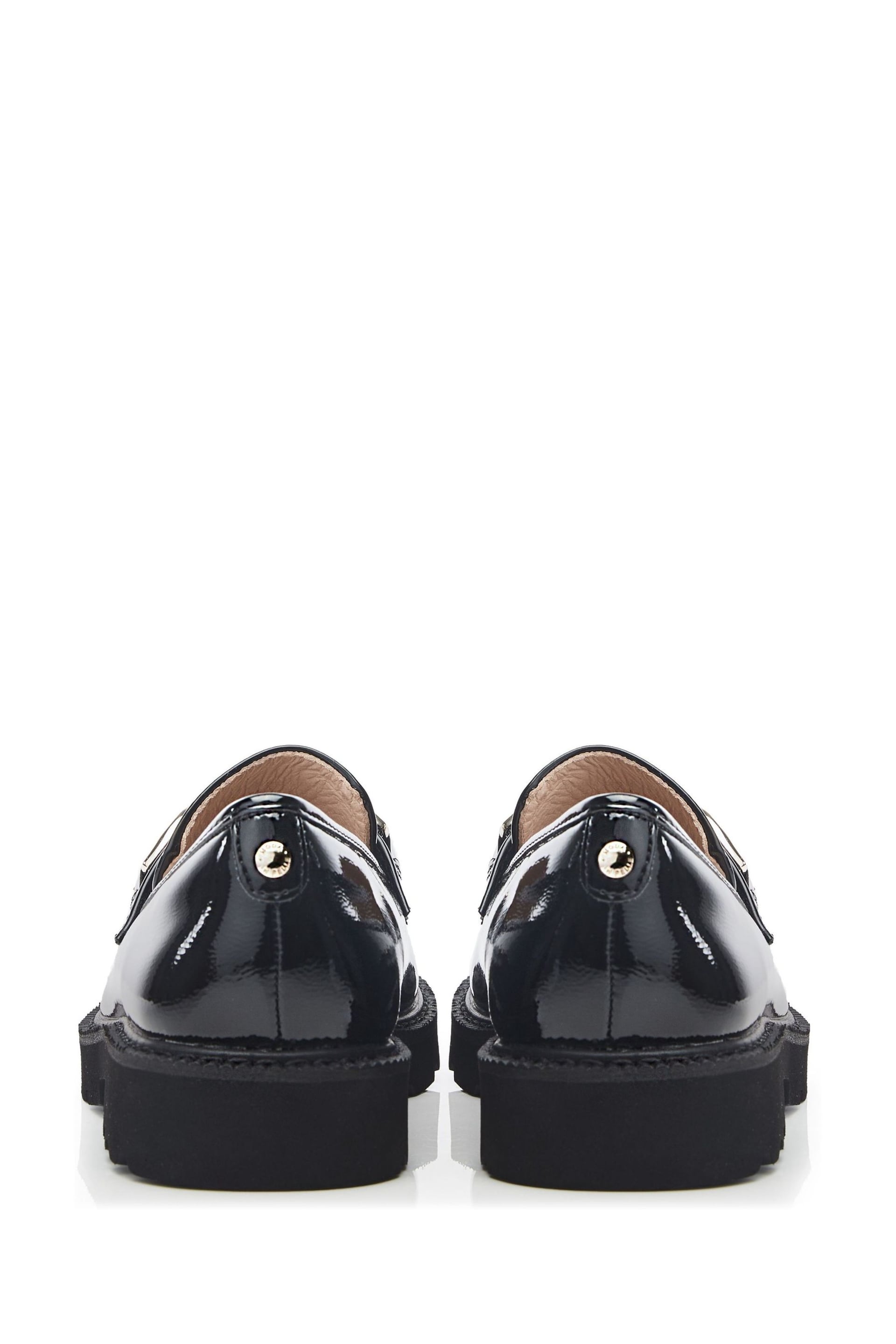 Moda in Pelle Evella Chunky Black Loafers With Chunky Chain Trim - Image 3 of 4