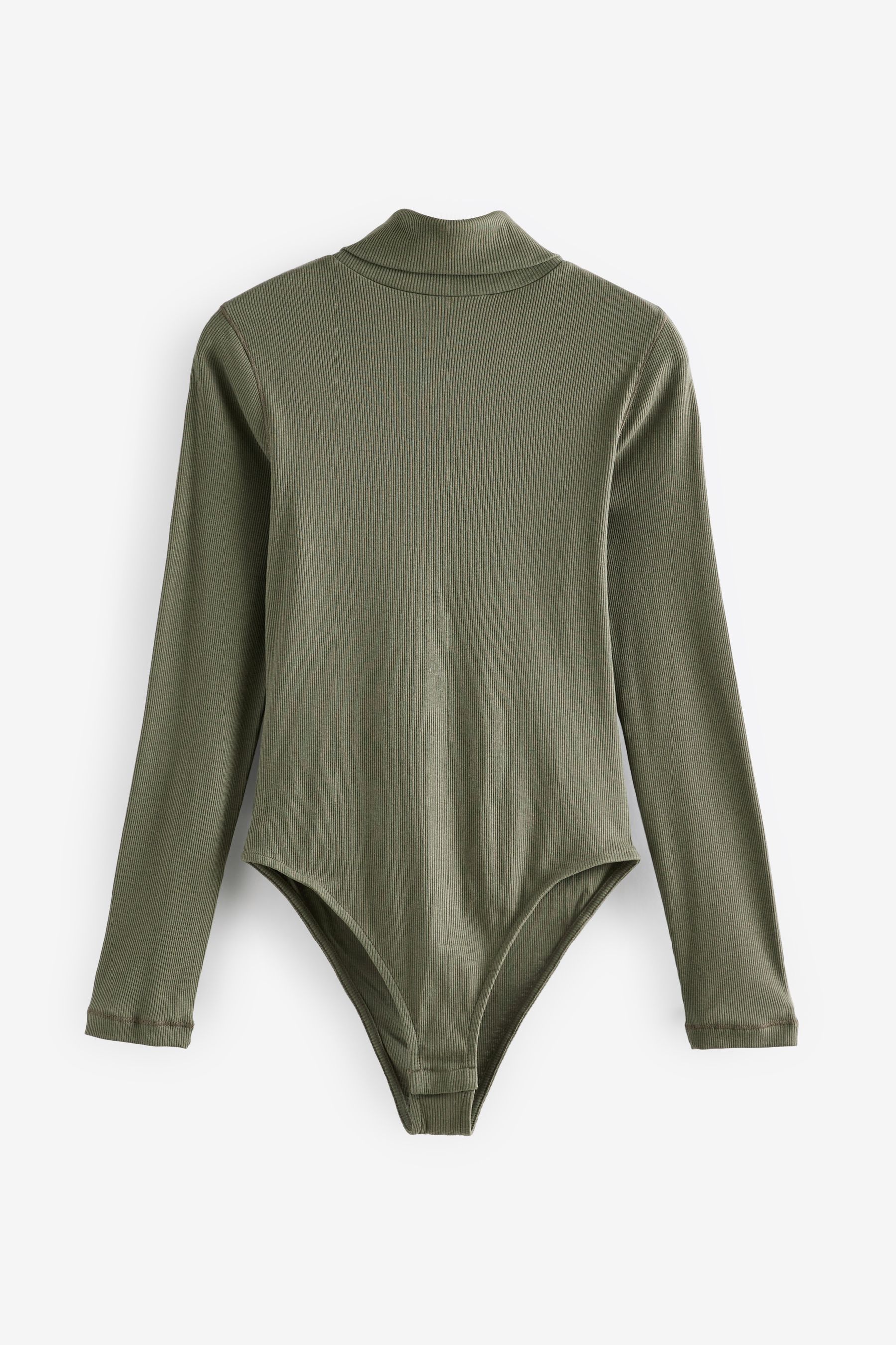 Buy Olive Green Long Sleeve Ribbed Roll Neck Bodysuit from the Next UK online shop