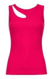 Joe Browns Pink Asymmetric Cut Out Ribbed Vest Top - Image 5 of 5