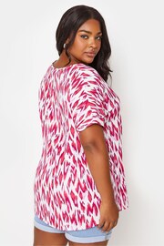 Yours Curve Pink Pink Abstract Print Short Sleeve Blouse - Image 3 of 5