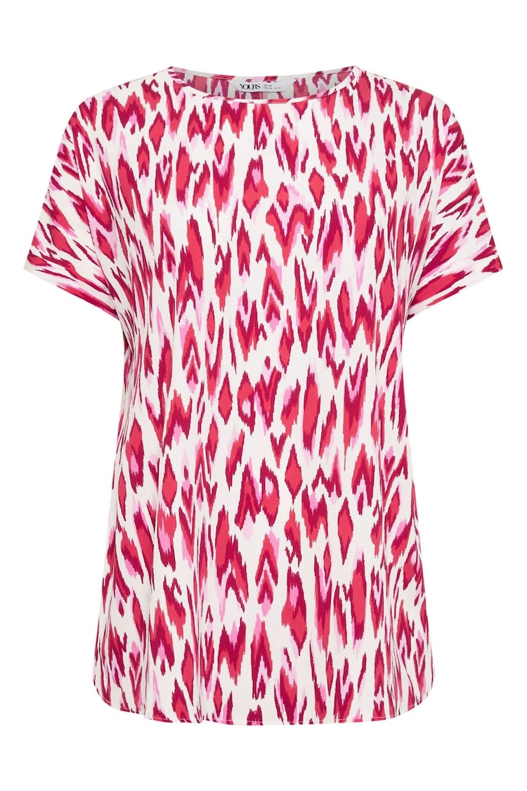 Yours Curve Pink Pink Abstract Print Short Sleeve Blouse - Image 5 of 5