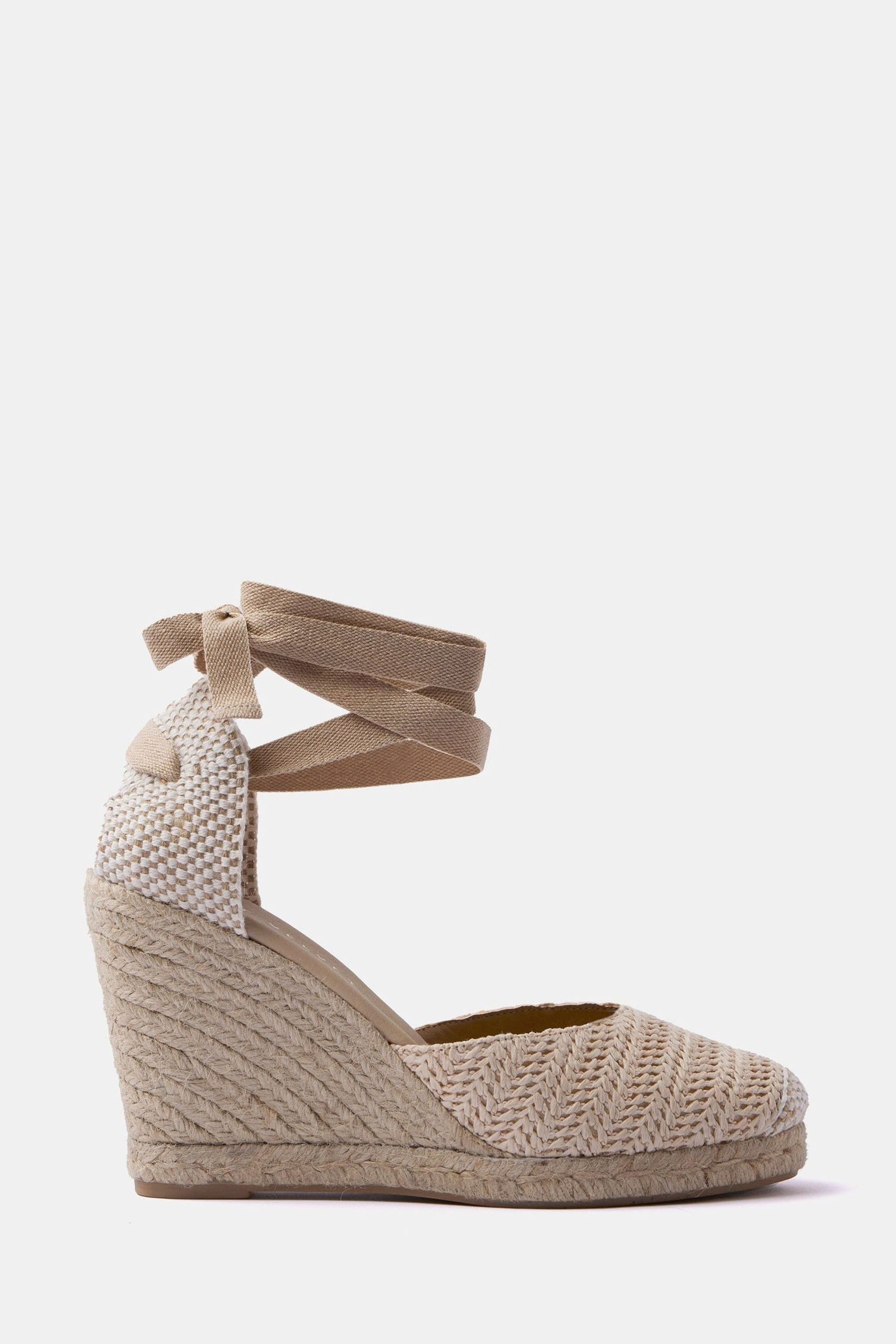 Mint Velvet Cream Raffia Wedge Heels