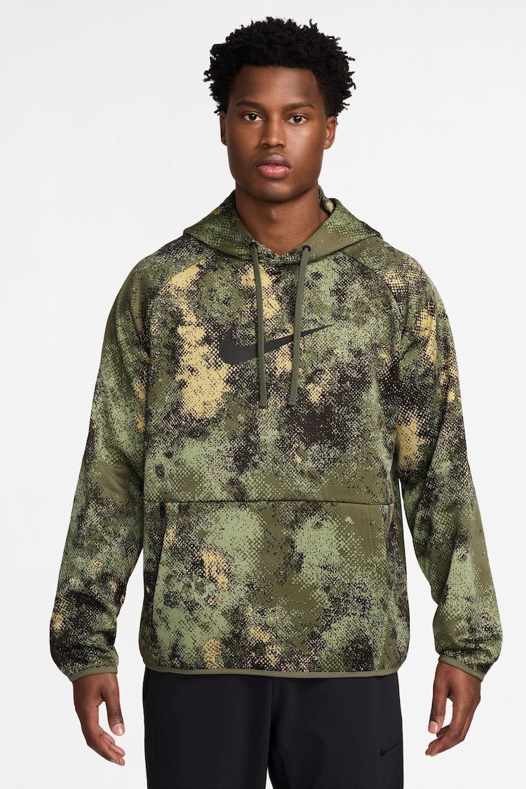 Nike Green Camo Therma-FIT Printed Pullover Versatile Hoodie - Image 1 of 3