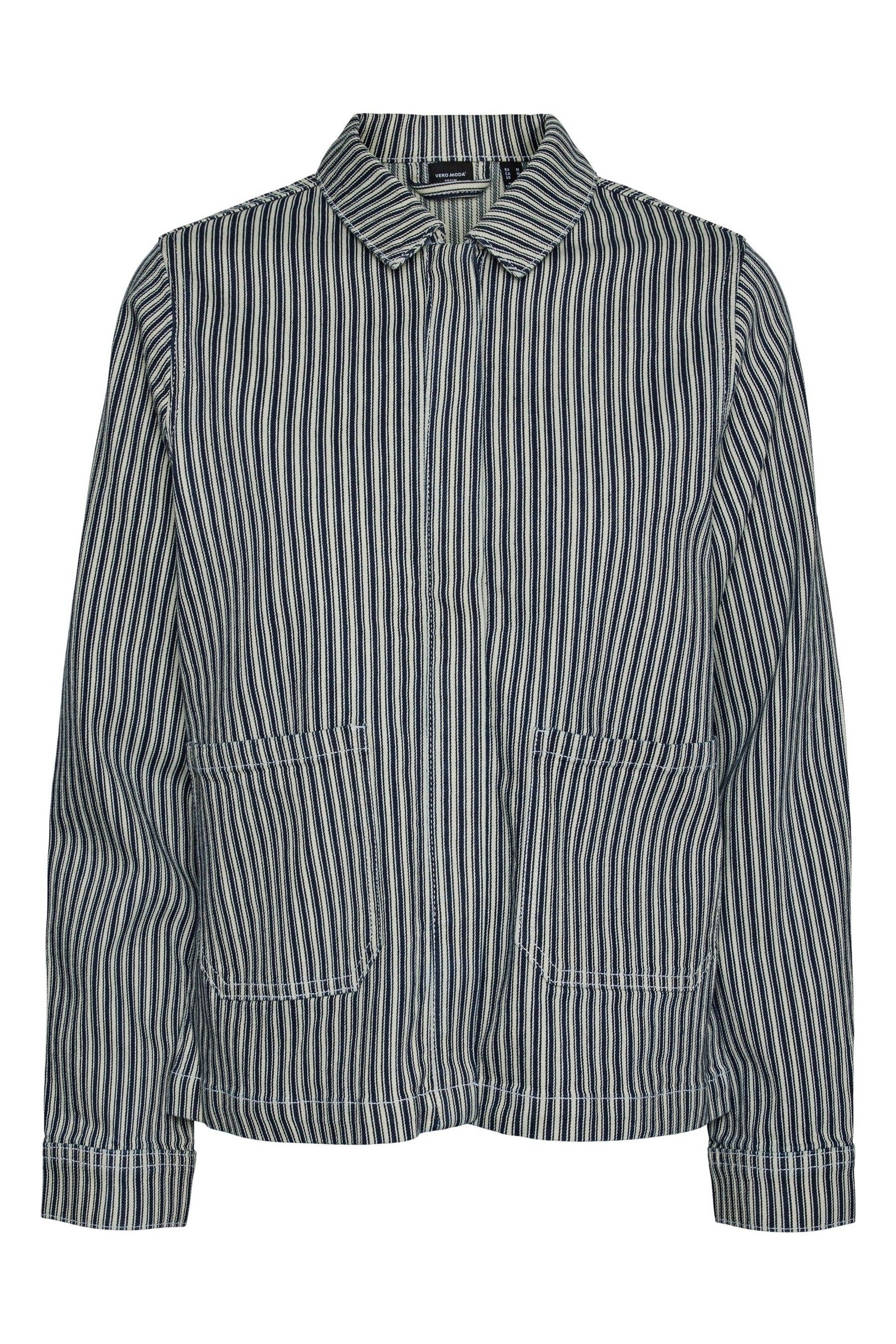 Striped denim jacket cheap