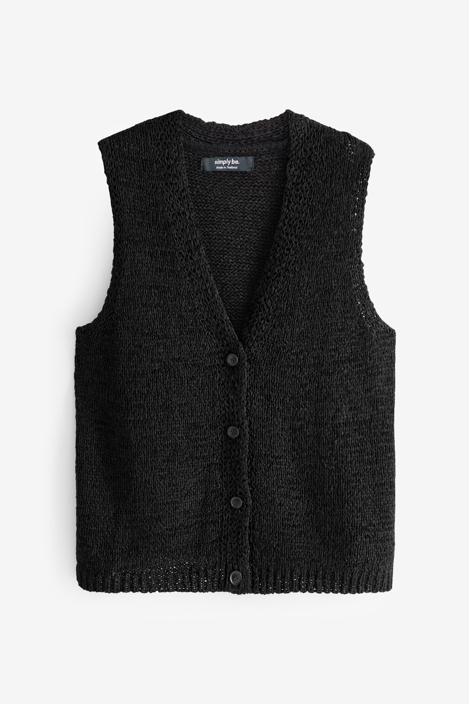 Simply Be Black Knitted Waistcoat
