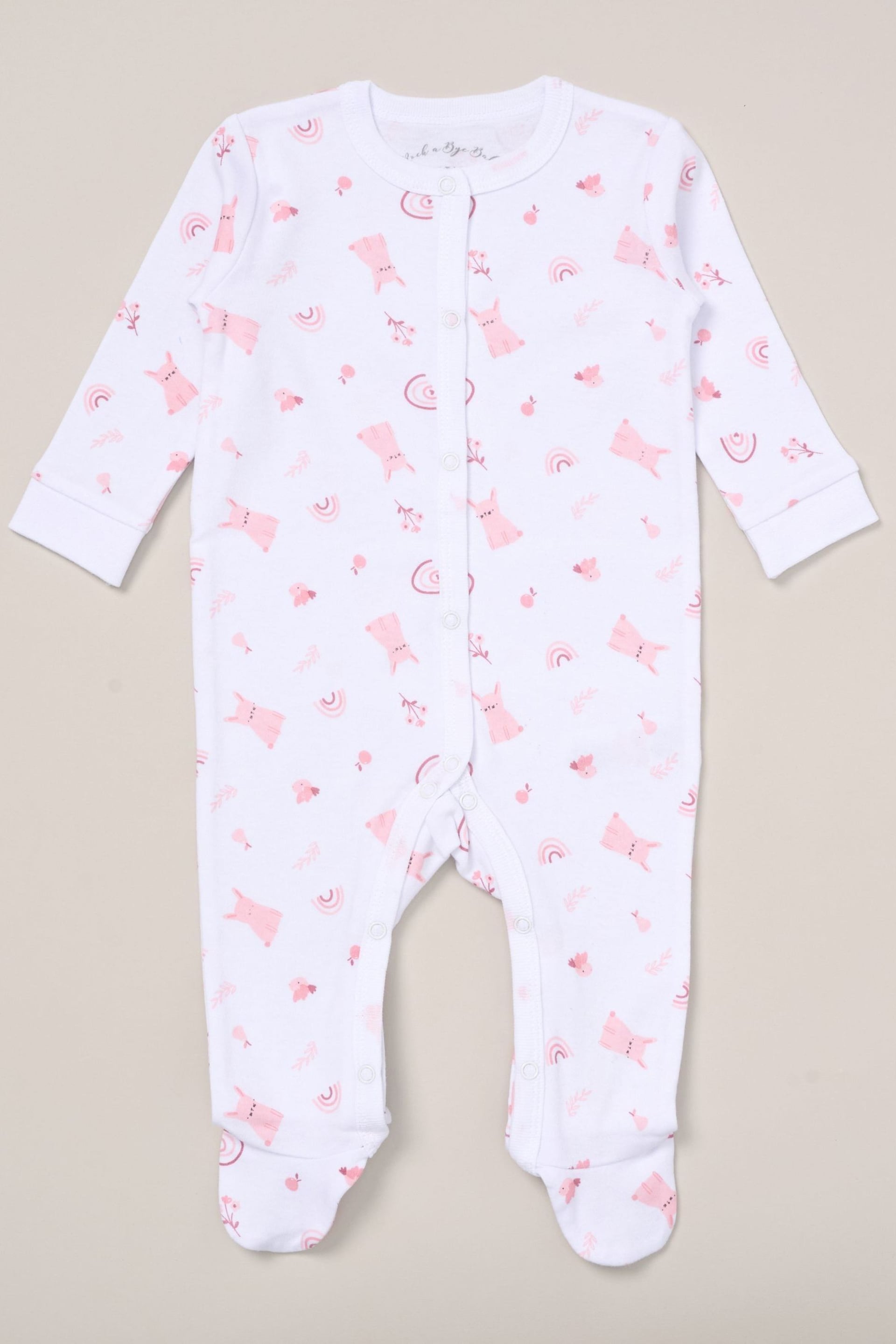 Rock-A-Bye Baby Boutique Pink Printed All in One Cotton 5-Piece Baby Gift Set - Image 3 of 5