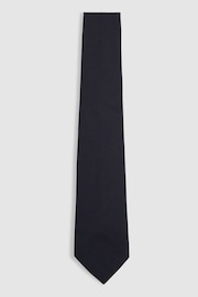 Reiss Navy Baratti Plain Woven Tie with Silk and Wool - Image 1 of 4