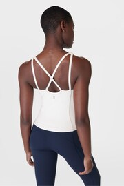 Sweaty Betty Lily White Supersoft Picot Lace Strappy Bra Tank Top - Image 2 of 7