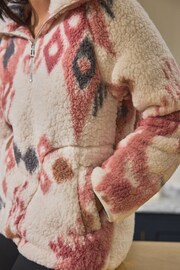 Cream/Pink Ikat Borg Half Zip Jacket - Image 6 of 6