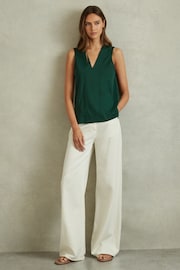 Reiss Green Mira V-Neck Shell Top - Image 1 of 5