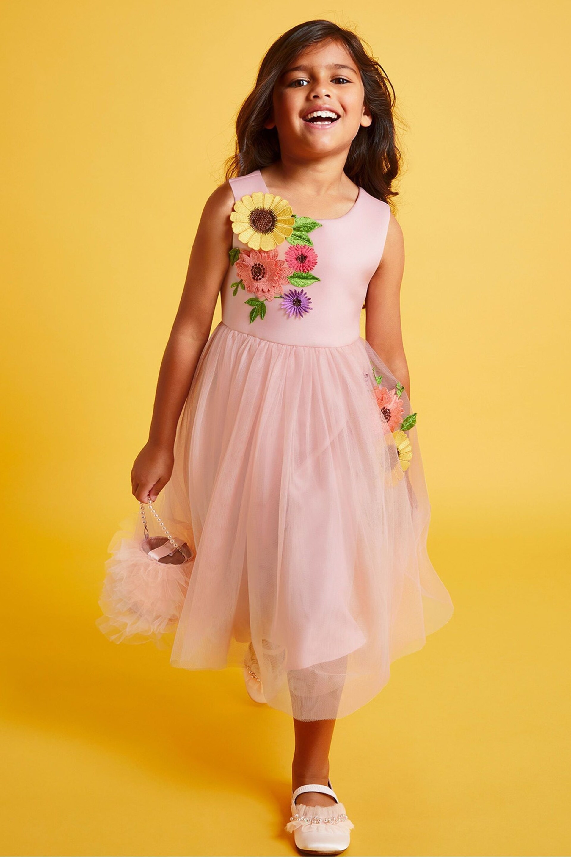 Monsoon Pink Sunflower Scuba Dress - Image 1 of 4