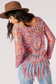 Apricot Pink Multi-Coloured Crochet Long Sleeve Jumper - Image 2 of 5