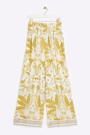 River Island Khaki Tropical Wide Leg Beach Trousers - Image 5 of 6