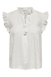 ONLY White Broderie Frill Tie Front Blouse - Image 6 of 7