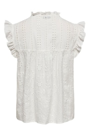 ONLY White Broderie Frill Tie Front Blouse - Image 7 of 7