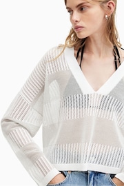 AllSaints Misha V-Neck White Jumper - Image 2 of 7