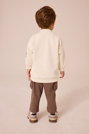 Ecru Cream/Brown High Neck Sweatshirt And Cargo Pocket Joggers Set (3mths-7yrs) - Image 3 of 9