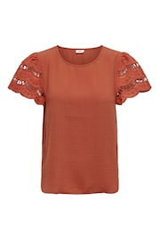 JDY Orange Broderie Frill Detail Blouse - Image 4 of 5