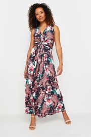 M&Co Navy Blue Paisley Floral Print Knot Maxi Dress - Image 2 of 6