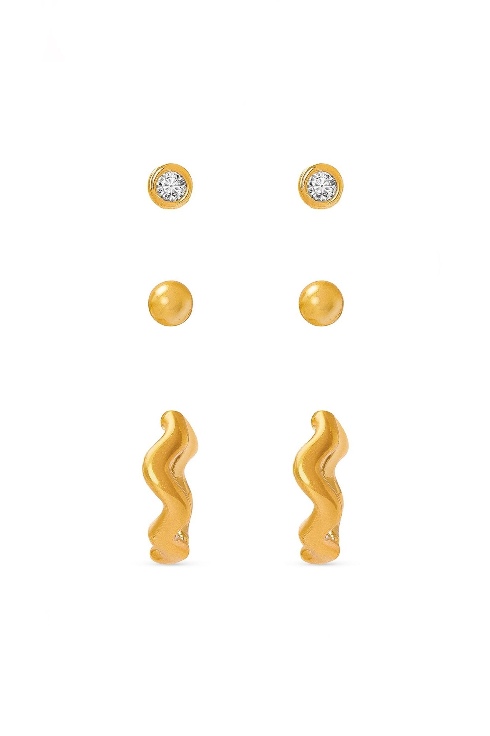 Orelia London 18k Gold Plating Wave Huggie Earrings 6 Pack - Image 1 of 2
