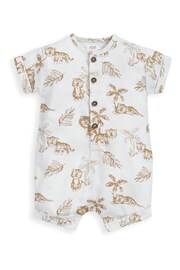 Mamas & Papas Jungle Print Linen Brown Romper - Image 2 of 2