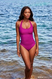 Miraclesuit Purple Tummy Control Utopia Halterneck Swimsuit In Framboise - Image 1 of 5