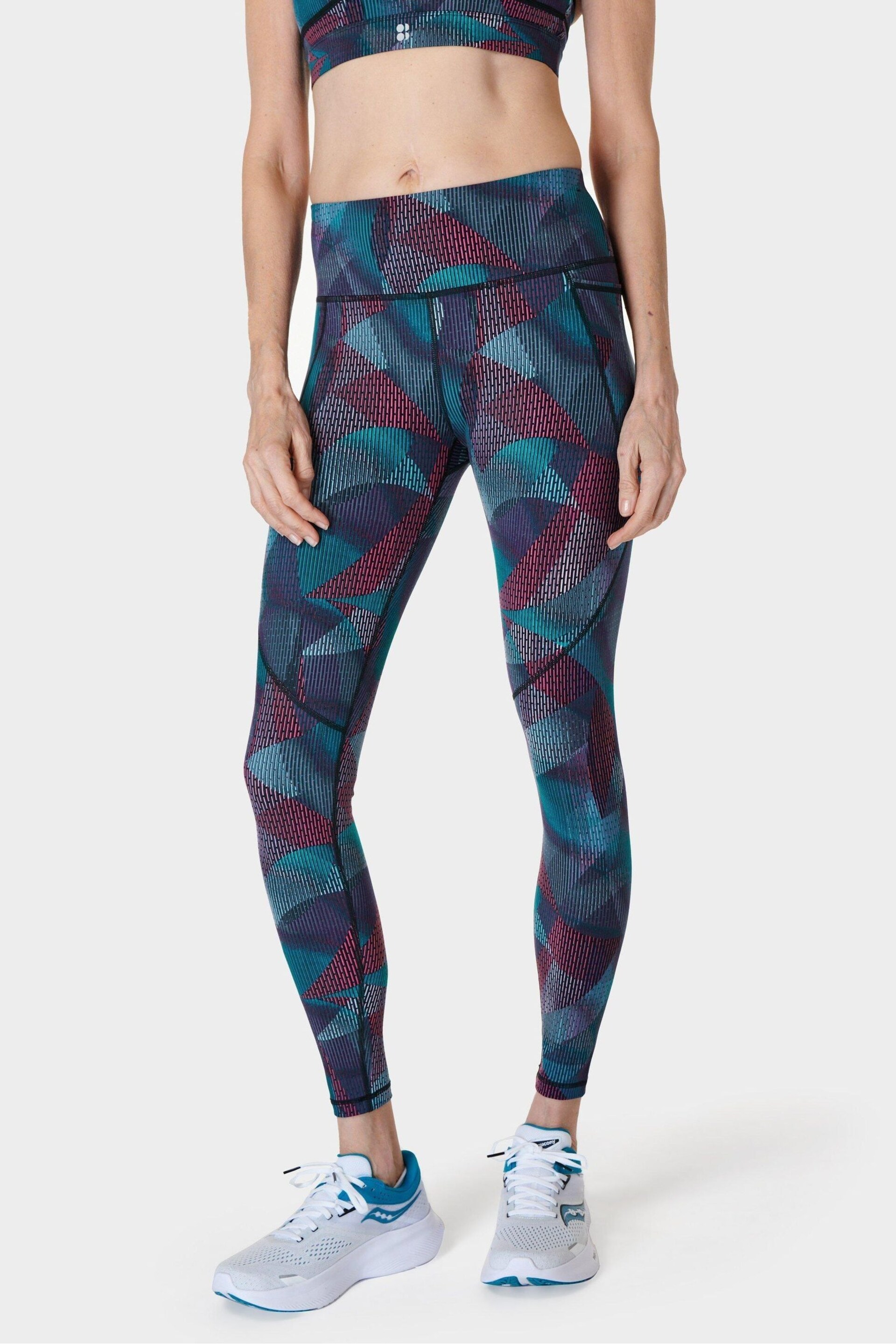 Sweaty Betty Grey Gradient Shapes Print Full Length Power Workout Leggings - Image 1 of 9