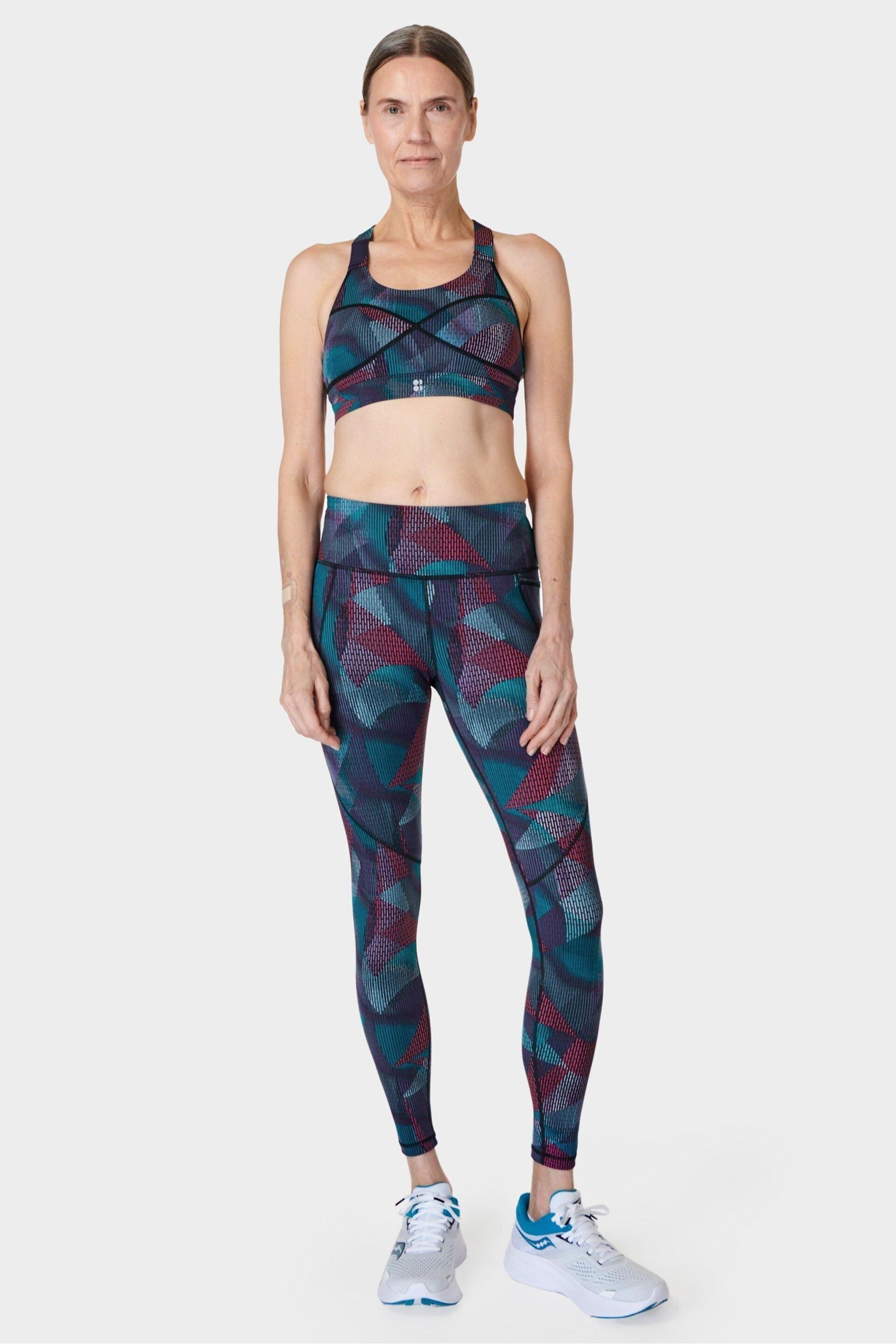 Sweaty Betty Grey Gradient Shapes Print Full Length Power Workout Leggings - Image 3 of 9