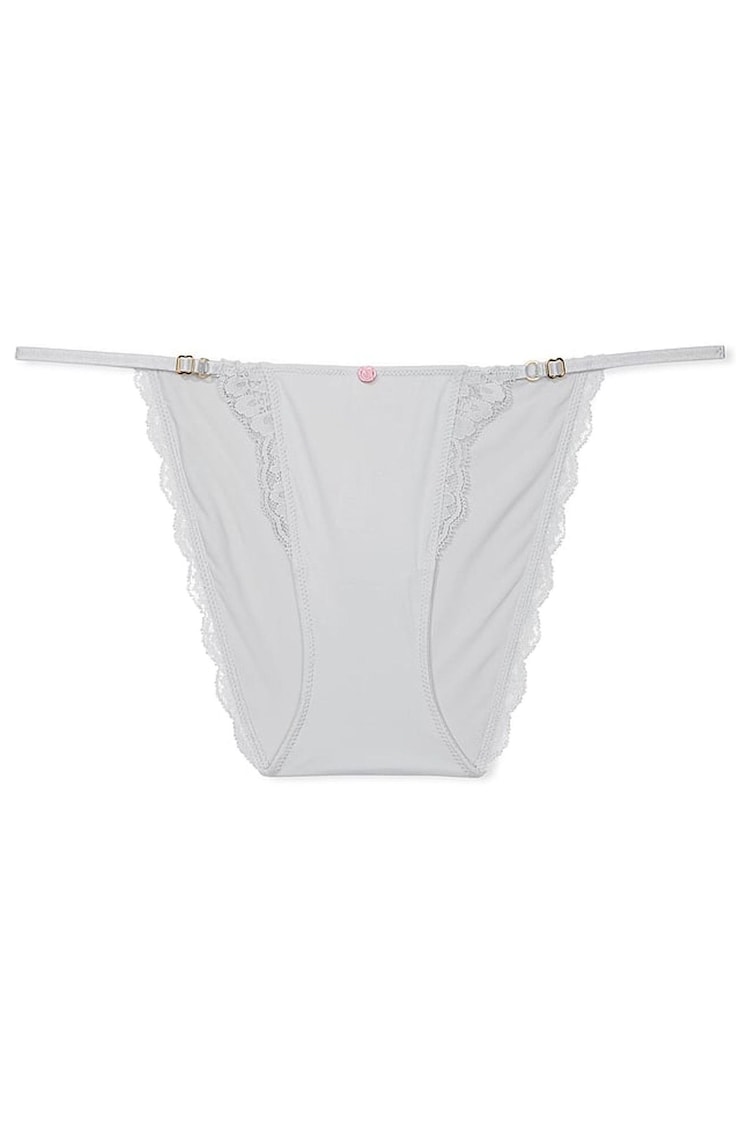 Victoria's Secret Silver Pearl Grey Lace Trim Bikini Knickers - Image 3 of 3