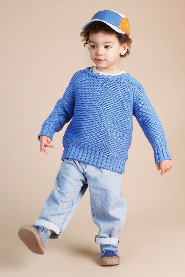 KIDLY Blue Garter Stitch Jumper - Image 1 of 4